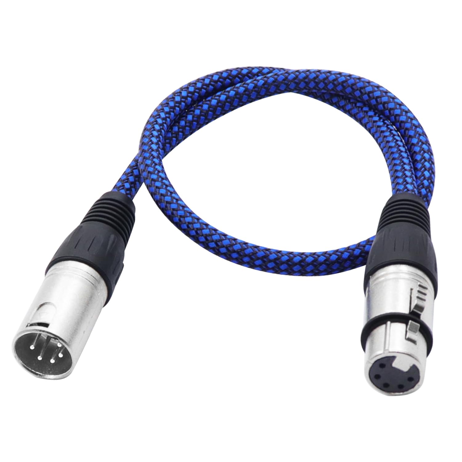 LANMINGLEL Short 5 Pin Metal Microphone Cable XLR Male to Female Heavy Duty Balanced Nylon Braided Cord Compatible Speakers,Microphones,Stage Lighting and More(0.5M)