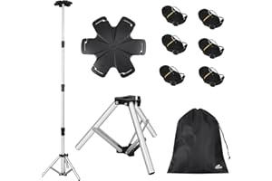 [Extra Tall] Affordura Boat Cover Support Pole with Metal Tripod Base and Hexagon Top, 27-71" Adjustable Poles with 6 Straps, Pontoon Cover Support System, 1 Set