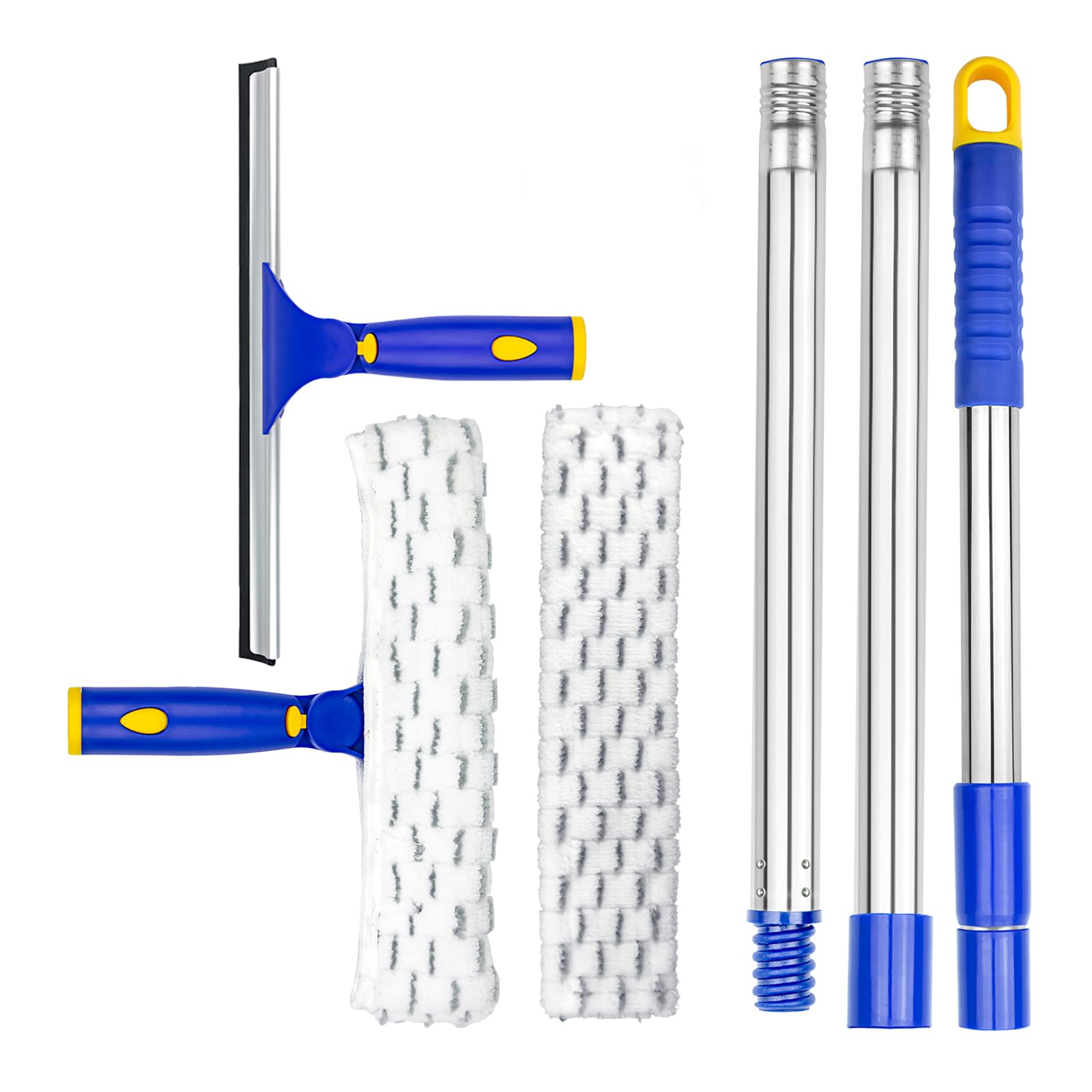 Photo 1 of ITTAR Window Squeegee with 2 Sets Stainless Steel Pole, Squeegee Cleaning Tools with Microfiber Pads, 60"-72" Telescopic Window Washing Kit, Professional Squeegee Cleaner for Home Car Outside Glass