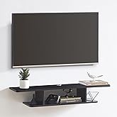 GHC Floating TV Stand, Wall Mounted Entertainment Center and Cabinet Shelf, TV Console with Storage, Media Console for DVD Player, Space-Saving Under TV Shelf for Bedroom, Living Room (Black)