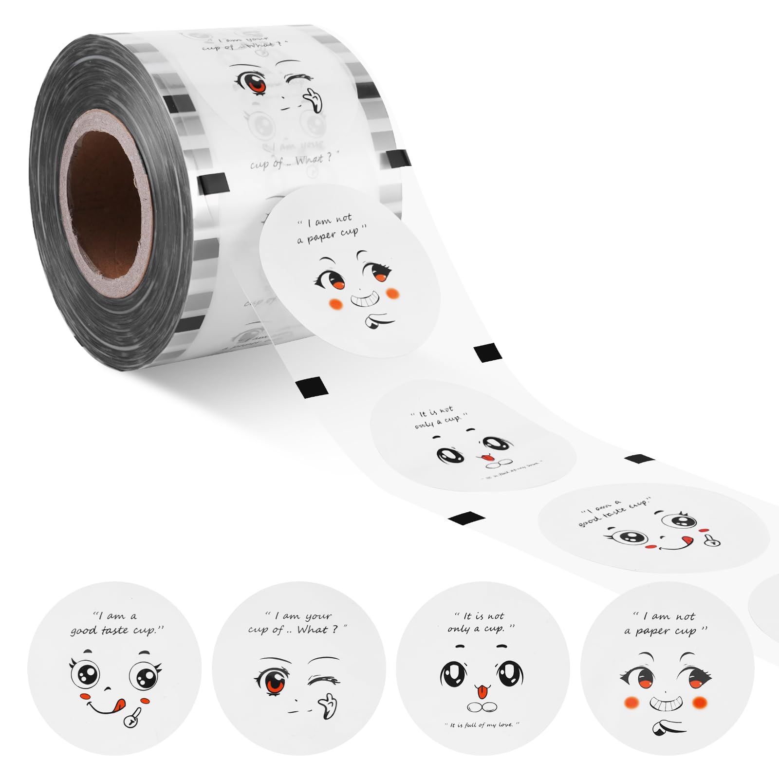 MXBAOHENG Bubble Tea Sealing Film 3000pcs Cup Sealer Film for PP Plastic and Paper Cups Φ90 mm (3.54'')- 95 mm (3.74'')