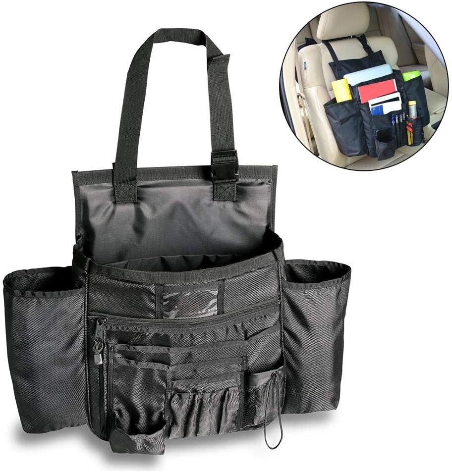 Pawaca Car Front Seat Storage Bag, Vehicle Drink Food Holder Organizer With Multiple Storage Pocket For Moms, Service Techs, Law Enforcement and Delivery Drivers - Keep Items Within Easy Reach