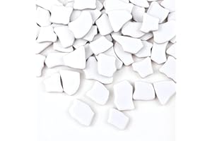 PINUO&KE 0.99 lb Glue Down Irregular Ceramics Mosaic Tile Adult Children Handmade Ceramics Craft for Outdoor Bathroom Kitchen Home Decoration DIY Art Projects(White)