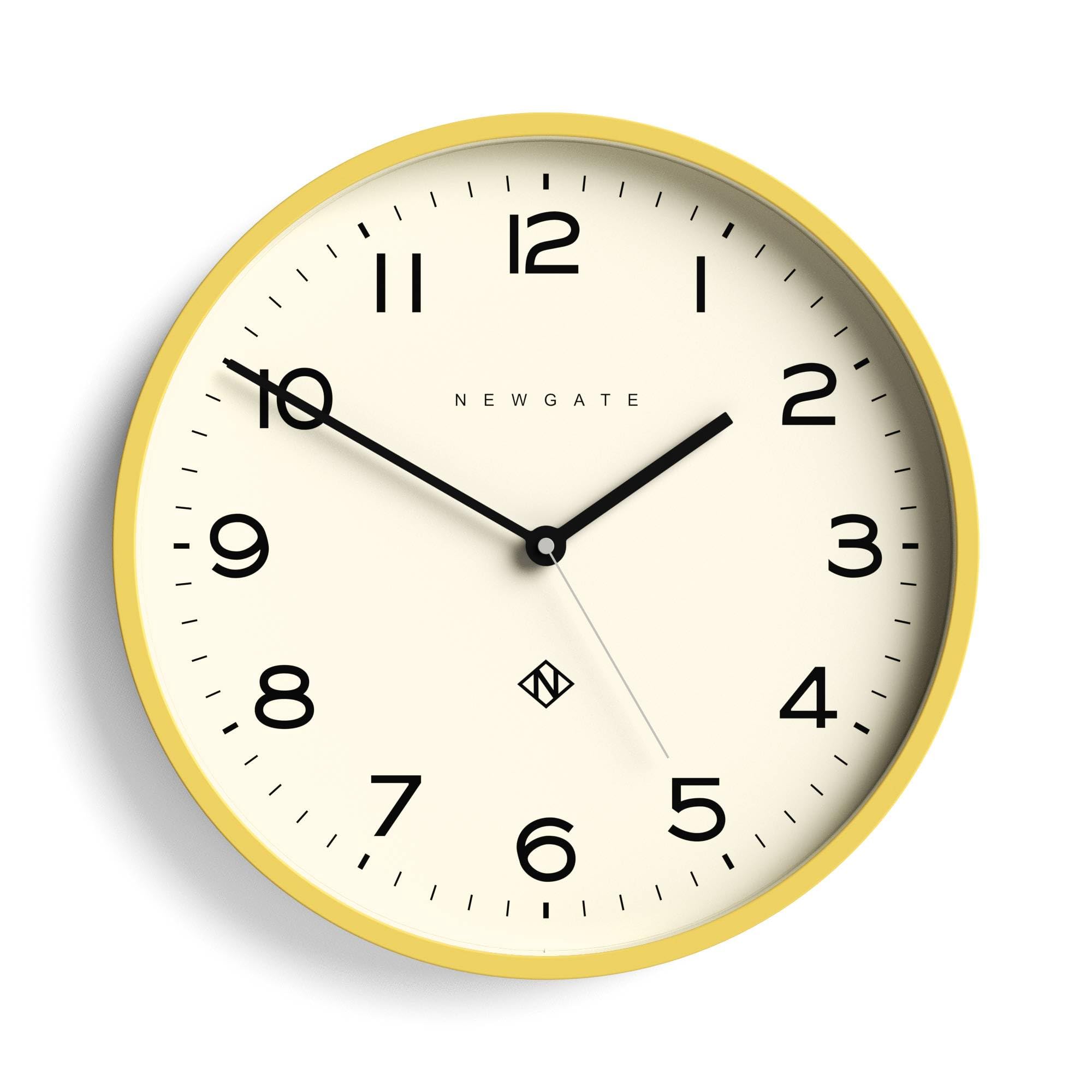 NEWGATEยฎ Number Three Echo wall clock | Modern round clock | 37cm | Yellow | Easy to read numbers | Ideal for kitchen, living room or office โ image 1