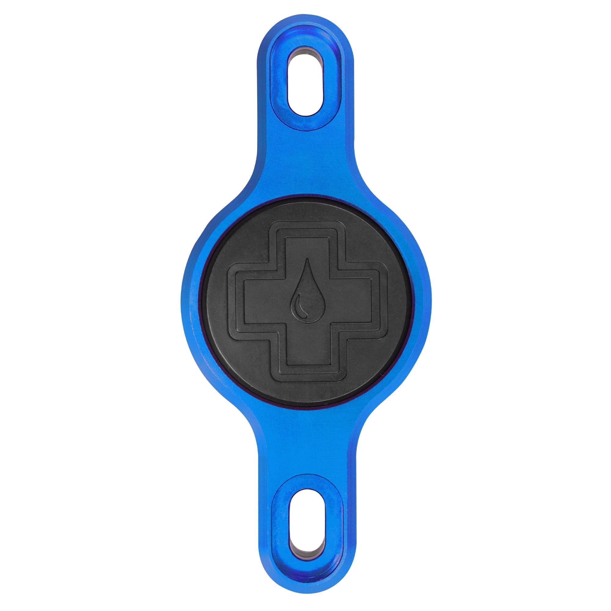 Muc-Off Secure AirTag Holder - Machined Aluminium Mount Compatiable with Apple AirTag - Fits Standard Bottle Cage - Anti-Theft Security Bolts - Reduces Tracker Rattle - Blue