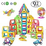 DARVIQS 92 Piece Magnetic Blocks, Magnetic Building Tiles Set, Creativity STEM Toy for Preschool Toddlers, Kids, Girls, Boys