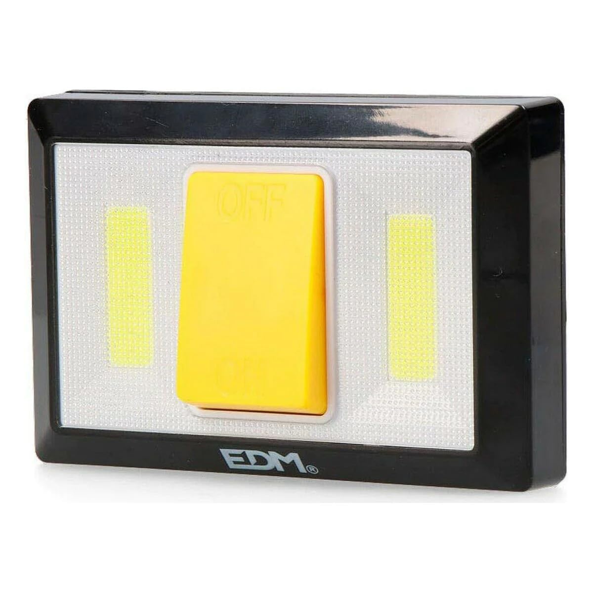 EDM 150 Lumens Flashlight with Magnetic Base and Adhesive. edmWorks with 4 Batteries x AAA 11.2X 7.5 x 3 cm, Yellow, 0