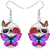 Skull Butterfly Halloween Earrings Novelty Hypoallergenic Dangle Party Favors Jewelry Punk Charms For Women Gifts