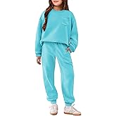 Arshiner Girls Clothes 2 Piece Fashion Fall Outfits Oversize Pullover Sweatshirt and Sweatpant Sweatsuit Sets with Pockets