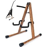 Electric Guitar Stand, Universal A-Frame Bass Rack for Extreme-Shape Guitar | Fit Kelly/Rhoads/Firebird/Explorer/Strandberg or Other Shape, Wooden Floor Stand, Anti-Tip Arm&amp;EVA Pad, for Home/Studio/Stage