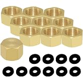 Joywayus 10 Pack Brass 3/8" Compression Female Caps | Stop Valve Cap Outer Hex Compression Plug Fittings