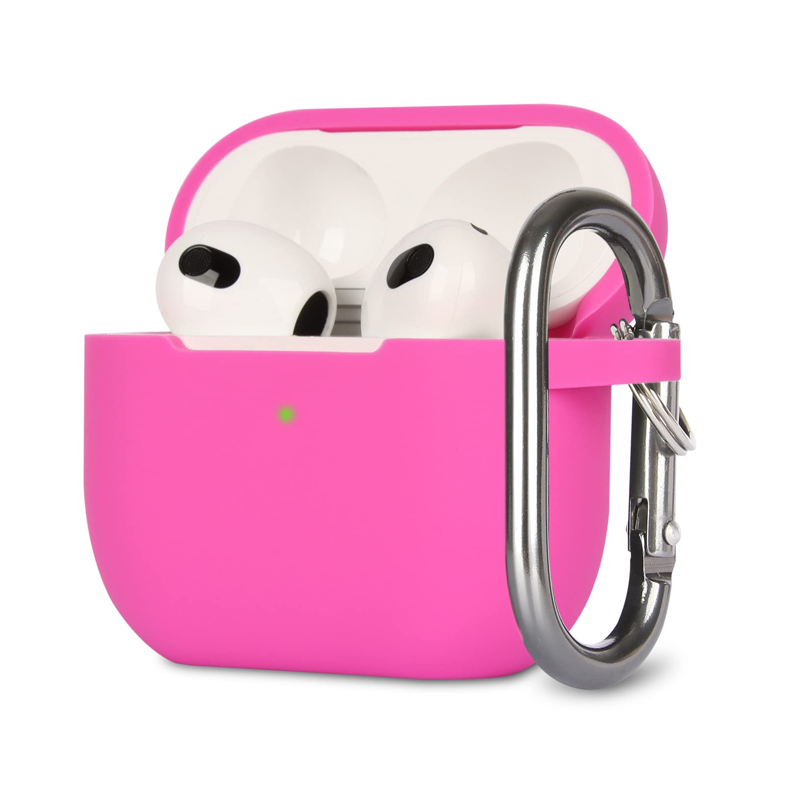KOKOKA Case Cover Compatible with Airpods 3, Soft Silicone Skin Case Cover Shock-Absorbing Protective Case for Airpods 3rd Generation with Carabiner, Front LED Visible, Classic Pink