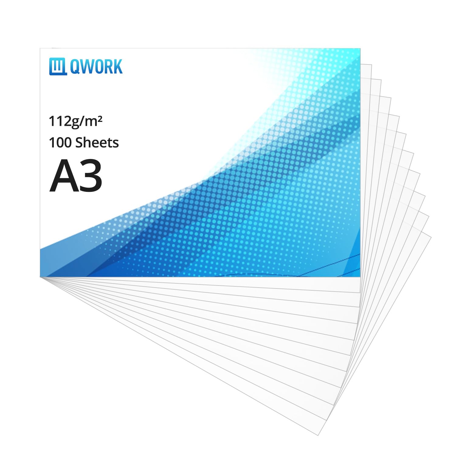 QWORK® Pack of 100 Sheets Tracing Paper A3 112 GSM Printable Semi-Transparent Vellum Paper for Design Sewing and Architecture