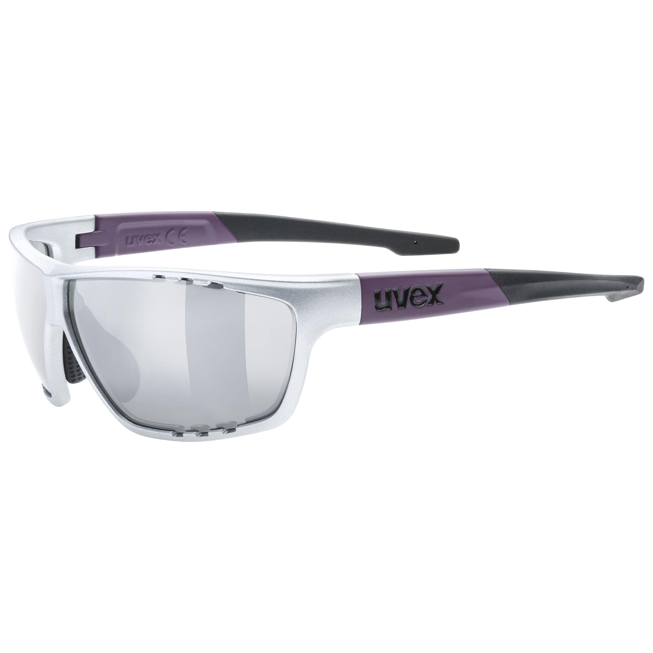 uvex Sportstyle 706 - Sports Sunglasses for Men and Women - Mirrored Lenses - Anti-Fog Technology - Silver Plum Matt/Silver - One Size