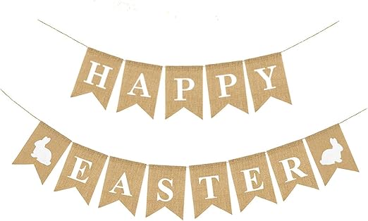 Amazon Com Happy Easter Banner Flags Easter Bunting Burlap