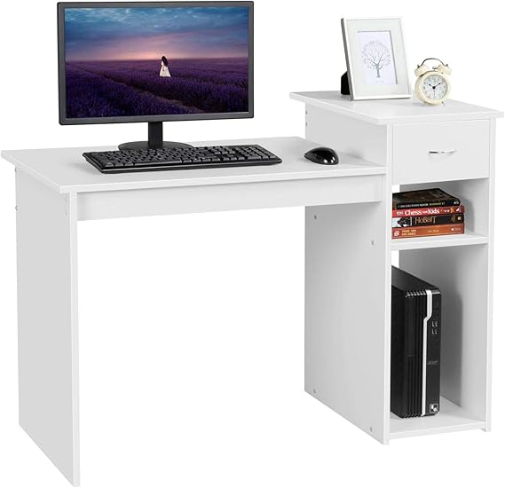 Yaheetech Home Office Small White Computer Desk Compact Study PC Laptop