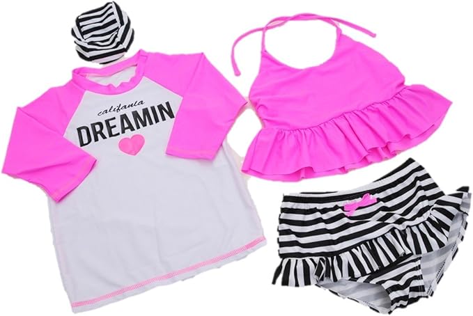 Amazon エマーブルリト Aimablerito ガールズ キッズ ラッシュガード 子供 水着 帽子 ４点セット 女の子 90 140 サイズ Xl 1 水着 通販