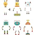 SUPERDANT Robot Light Switch Wall Sticker 6 Style Funny Robot Light Switch Wall Decals Vinyl Wall Art Decal for for Kids Room Bedroom Living Room Nursery Classroom Decorations