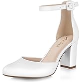 Ankis Closed Toe Heels for Women -Black Nude White Silver Gold Womens Heels Closed Round Toe Chunky Block Pumps Shoes, 3 Inch