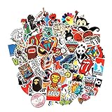 Cool Sticker 100pcs Random Music Film Vinyl Skateboard Guitar Travel Case Sticker Door Laptop Luggage Car Bike Bicycle Stickers (300pcs)