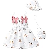 Renotemy Baby Girl Dress Toddler Girl Clothes Summer Outfits Gifts Casual Cotton Linen Bow Sundress Infant Dresses for Girls