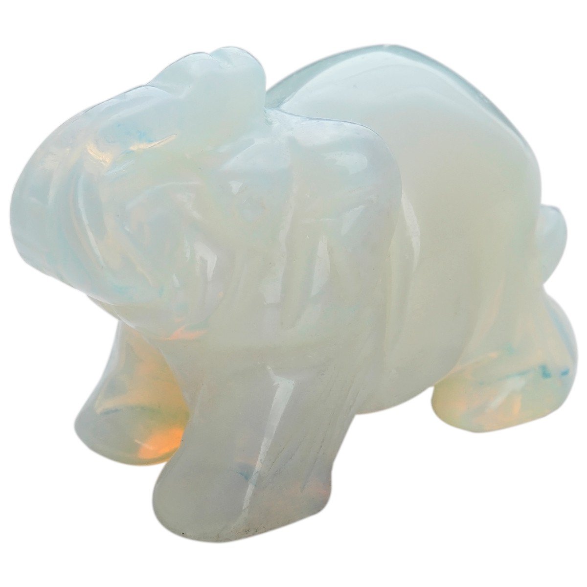 mookaitedecor Opalite Crystal Elephant Sculpture Statue Crafts Healing Reiki Pocket Gemstone Figurines 1.5 Inch — image 1
