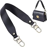 PH PandaHall Bag Handle, 14.5 inch Black Genuine Leather Purse Strap 1.2 inch Wide Short Bag Strap Cowhide Bag Strap Replacement with Antique Bronze Swivel Buckles for Purse Handbag Tote, 1PC