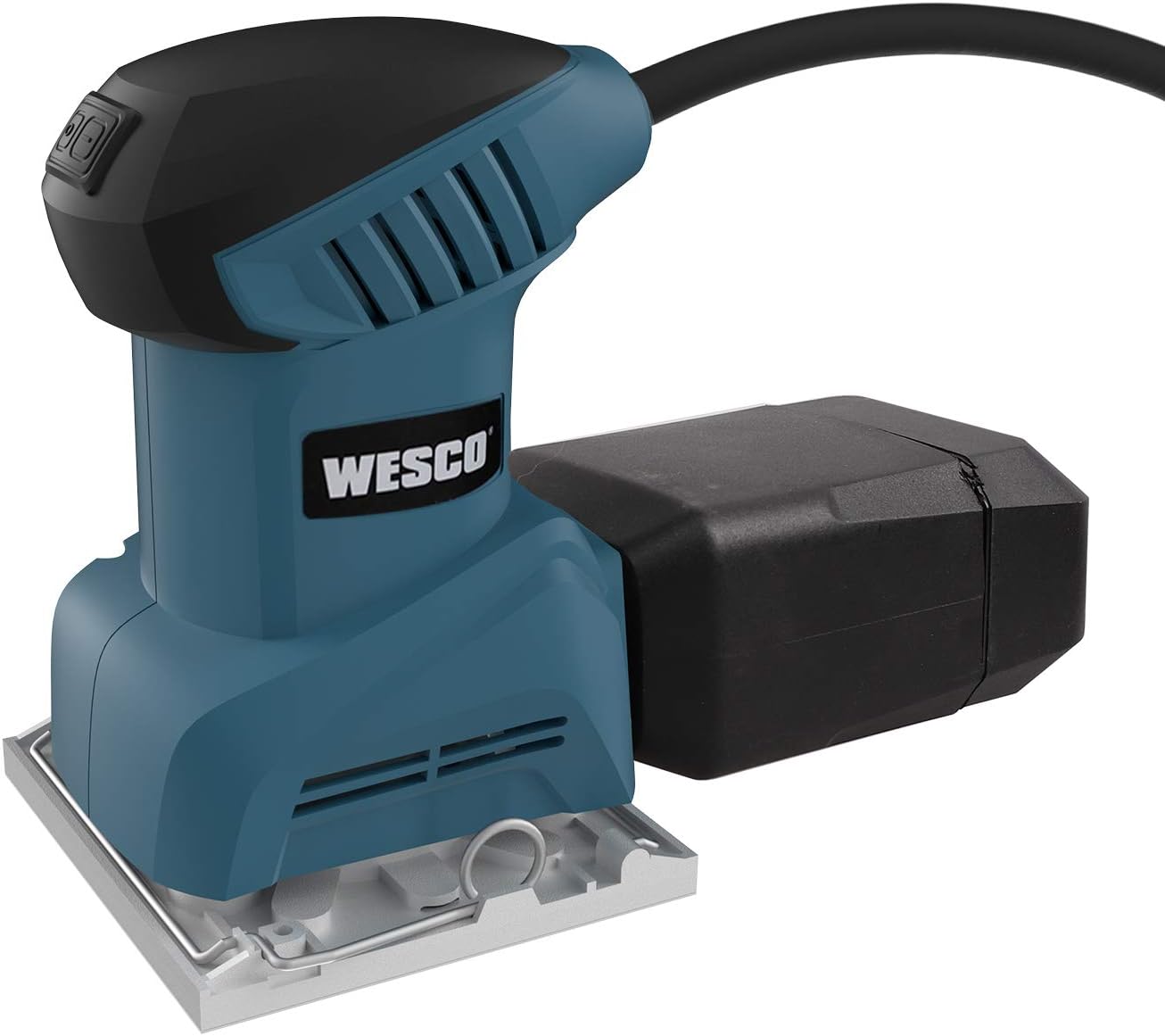 WESCO 2A Palm Sander, Aluminum Sanding Base (4''4-5/16''), 12, 000 RPM, 12Pcs Sanding Sheets, Dust Box, Vacuum Adaptor, Paper Punch, Sheet Sander for Sanding, Derusting/WS4151U.1 - - 