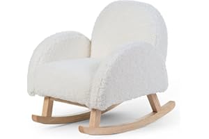 Reatowrol Childhome - Rocking Chair for Children - Super Soft Teddy Fabric, Antique White Natural 52 x 45 x 51 cm, Twin