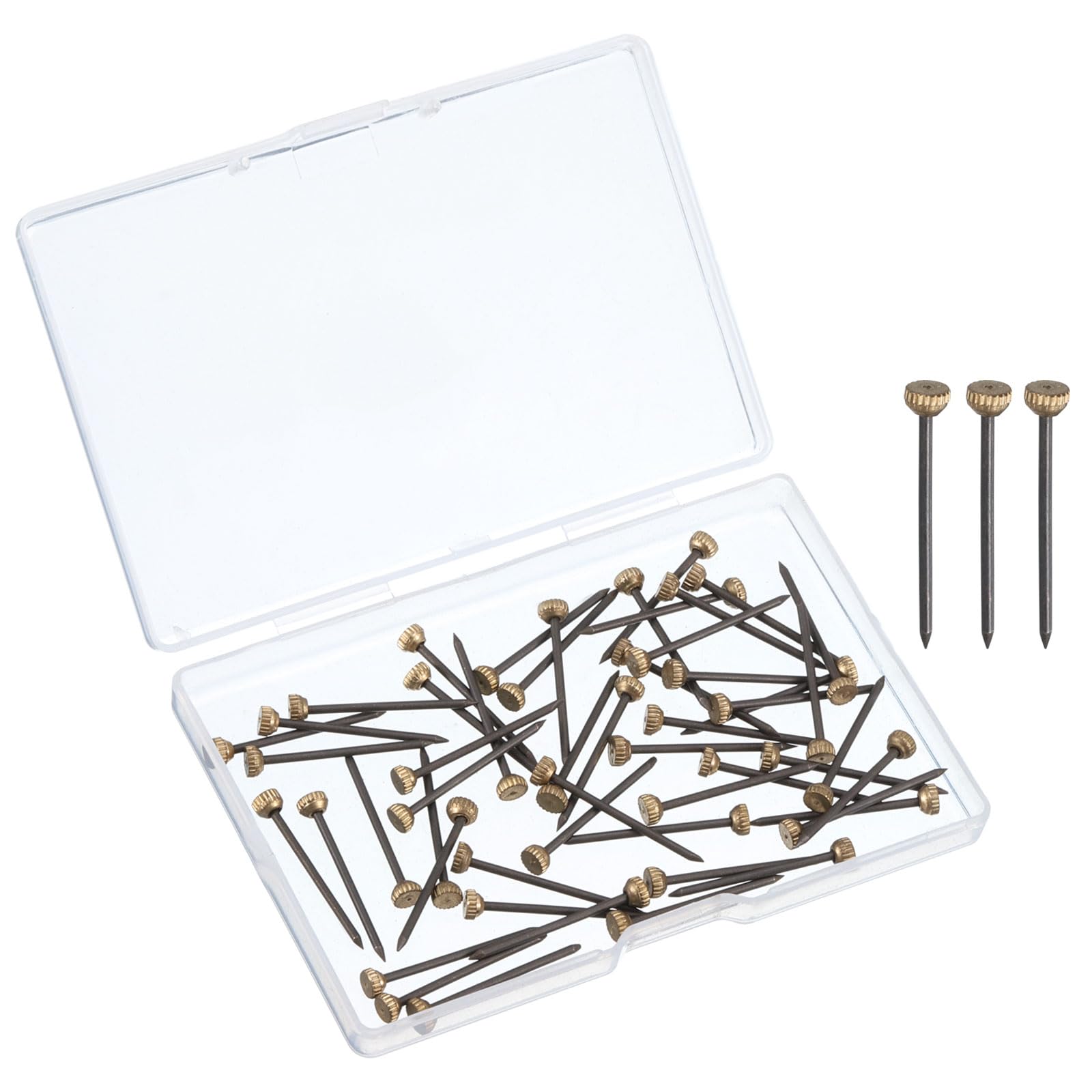 uxcell Picture Hanging Nails, 50pcs - Metal Nails for Hanging Pictures, Boxed Black Copper Head Nails for Hanging Photo Frame