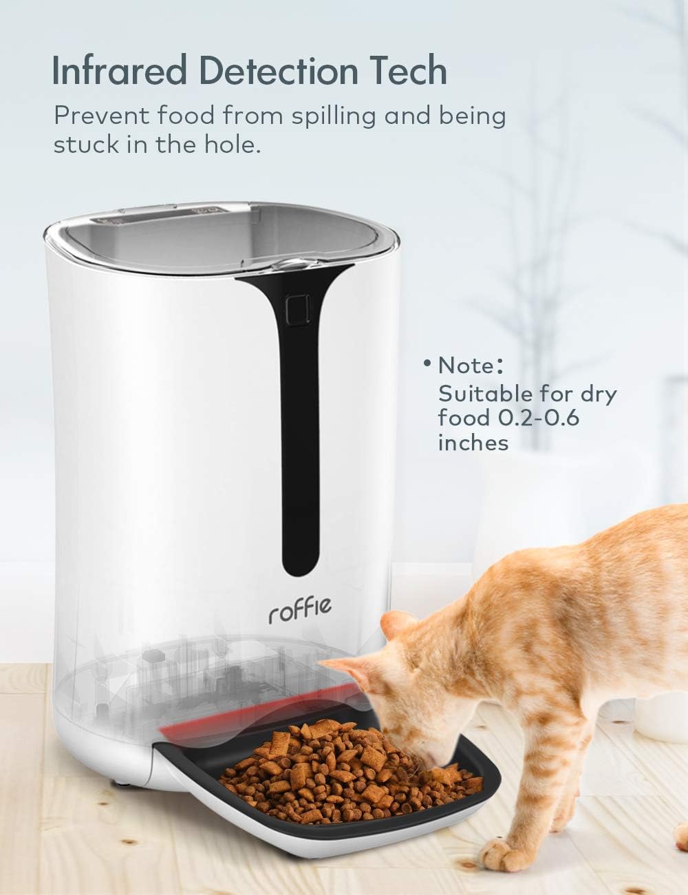 Pet Supplies : Roffie Automatic Cat Feeder 7L Dog Food Dispenser for Small Pets with Distribution Alarms, Portion Control, Voice Recorder and Programmable Timer for up to 4 Meals per Day : 