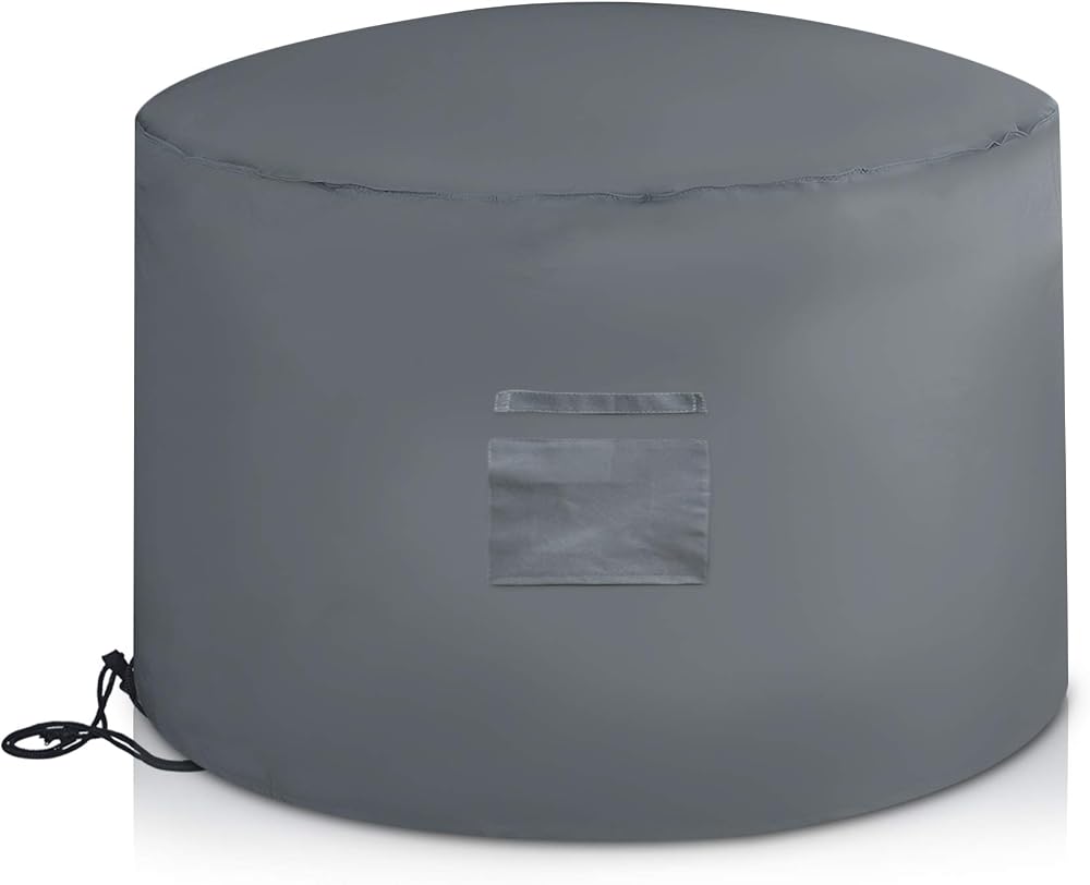 FiNeWaY Deluxe Waterproof Firepit Cover with Drawstring Cord - Grey