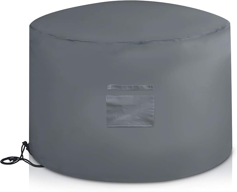 FiNeWaY Deluxe Waterproof Firepit Cover with Drawstring Cord - Grey