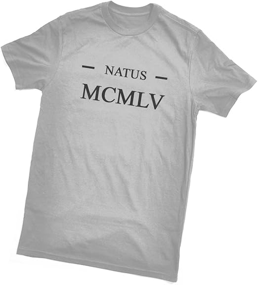 Amazon.com: Bertie Natus MCMLV T-Shirt (Born 1955 in Latin/Roman