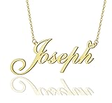AOLO Joseph Heart Name Necklace 18k Gold Plated