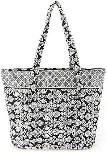 Quilted Large Tote Overnighter Bag (Black/ White)