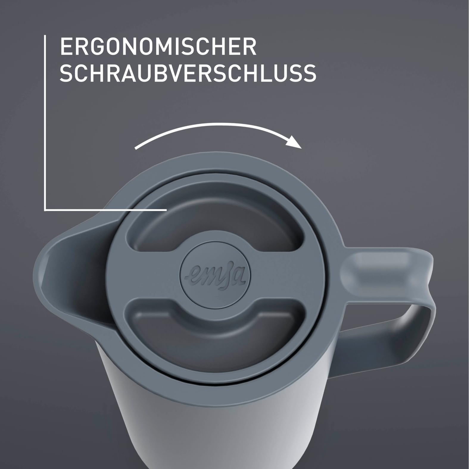 Emsa Motiva Thermoskanne 1l, Isolierkanne mit Quick-Press-Verschluss, 12h heiß, 24h kalt, Glaskolben, Made in Germany, Teekanne Thermo, Nordisches Design, anthrazit, N41701 5
