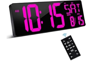 XREXS Large Digital Wall Clock with Remote Control, 16.5 Inch LED Large Display Count Up & Down Timer, Adjustable Brightness 