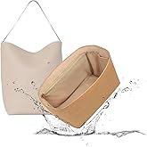 19 NeatThin Lightweight Purse Insert Fit for The Row N/S Parker Tote, Waterproof Dupontpaper Surface and Silky Satin Lining(Medium, Chai, Side Zipper Design)