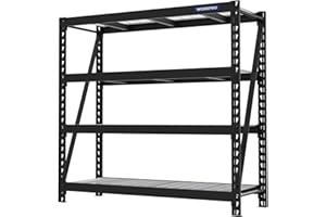 WORKPRO Garage Shelving, 68" W x 24" D x 65" H, 7200 LBS Load, Heavy Duty Metal Shelves for Storage, Industrial Storage Rack for Warehouse Kitchen Shop Basement, Black, Pack of 1