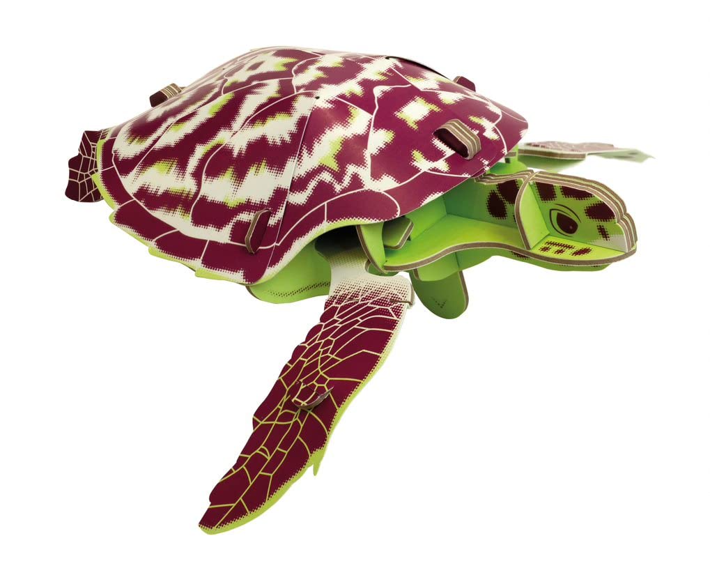 Build Your Own Moving Hawksbill Turtle - Pull Tab Moving Flipper Action - Cardboard Craft Kit - Ages 8+