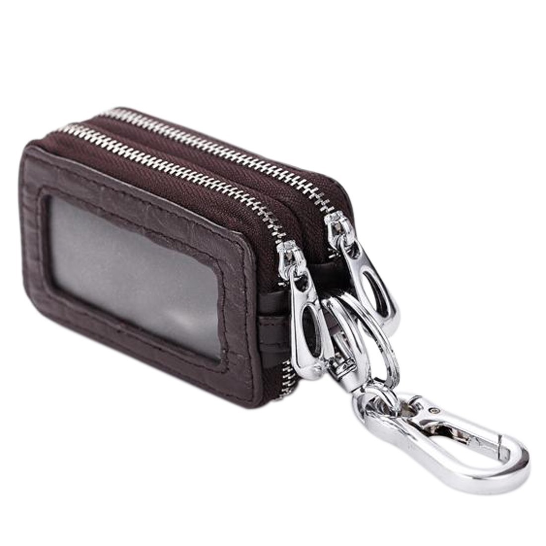 Esdrem Unisex Handmade Genuine Leather Zipper Key Chain Case Pouch Car Key Holder Bag (Coffee)