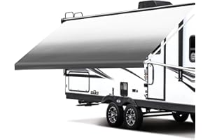 GOTRUTH RV Awning Fabric Replacement, Heavy Duty 16.2oz Vinyl Fabric Camper Awning Replacement, Universal Replacement RV Awnings for Camper, Trailer, Motorhome (Charcoal Fade, 10' (Fabric 9'2"))