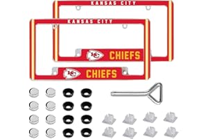 NATUZORA 2Pcs Aluminum Full Color Car License Plate Frames for Chiefs-Universal Fit for Cars, Trucks, SUVs - Rustproof & Easy Install, Durable Metal Design (ZFD-02)