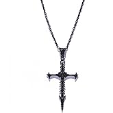 Gothic Skull Cross Sword Necklace for Men and Women Vintage Thorn Sword Pendant Necklace Gothic Cross Skull Pendant Punk Halloween Goth Jewelry Dark Cross Necklace Theme Party Music Festival Cosplay Halloween Jewelry