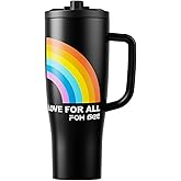 FOH·GEE FOHGEE 40oz BPA-Free Leak-Proof Magnetic Straw Tumbler with Ergonomic Handle – Vacuum Insulated Stainless Steel Travel Mug, Dishwasher Safe Coffee Cup & Gift for Mom, Teacher (black)