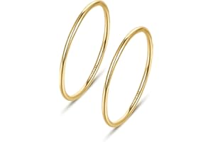 NOKMIT 1mm 14K Gold Filled Rings for Women Girls Thin Gold Ring Dainty Cute Stacking Stackable Thumb Pinky Band Non Tarnish Comfort Fit Size 4 to 11 1PC/2PCS/3PCS