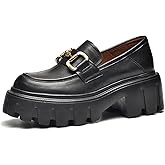 BEAU TODAY Chunky Loafers Women,Platform Loafers for Women,Lug Sole Slip On Leather Classic Penny Shoes,Comfortable Office Work Business Casual Dress Shoes