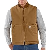 Carhartt Men's V01 Relaxed Fit Firm Duck Insulated Rib Collar Vest, Carhartt Brown, X-Large