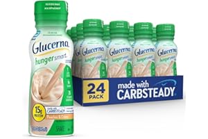 Glucerna Hunger Smart Shake, Diabetic Drink to Support Blood Sugar Management, 15g Protein, 180 Calories, Peaches & Crème, 10-fl-oz Bottle, 24 Count